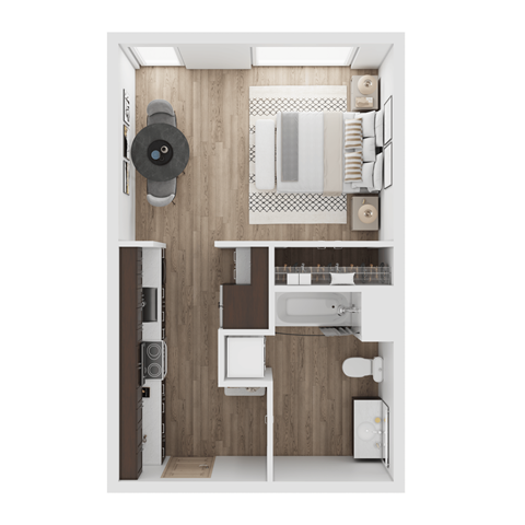 Floor plan for studio, 1 bath, 466 sqft